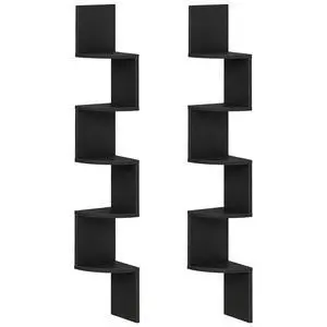 Corner Shelf Wall-Mounted, Set of 2 Floating Corner Shelves for Wall, 5-Tier Corner Bookshelves for Living Room, Bedroom, Bathroom, Home Office, Black BK26BJP201 Corner Shelf Wall-Mounted, Set of 2 Floating Corner Shelves for Wall, 5-Tier Corner Bookshelves for Living Room, Bedroom, Bathroom, Home Office, Black BK26BJP201