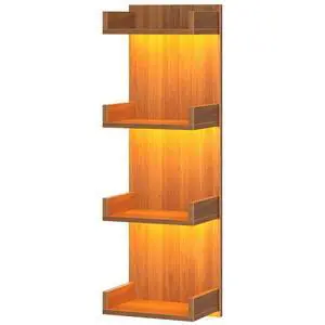 Floating Wall Shelves with LED Lights, Floating Shelf Wall Mounted | Shelf for Storage, Vertical Display Stand, Modern Column Rack, for Bedroom, Livingroom, 4-Tier, 35.4 Inches, Walnut Floating Wall Shelves with LED Lights, Floating Shelf Wall Mounted | Shelf for Storage, Vertical Display Stand, Modern Column Rack, for Bedroom, Livingroom, 4-Tier, 35.4 Inches, Walnut