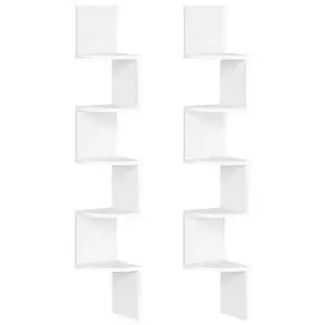 Corner Shelf Wall-Mounted, Set of 2 Floating Corner Shelves for Wall, 5-Tier Corner Bookshelves for Living Room, Bedroom, Bathroom, Home Office, White WT26BJP201 Corner Shelf Wall-Mounted, Set of 2 Floating Corner Shelves for Wall, 5-Tier Corner Bookshelves for Living Room, Bedroom, Bathroom, Home Office, White WT26BJP201