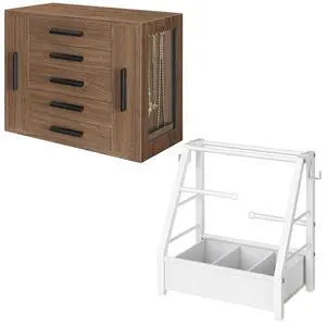 5-Tier Jewelry Box, Wooden Jewelry Organizer and Headband Holder Stand for Girls Women, Hair Accessories Organizer Bundle, BH19JB04-WW01HS04 5-Tier Jewelry Box, Wooden Jewelry Organizer and Headband Holder Stand for Girls Women, Hair Accessories Organizer Bundle, BH19JB04-WW01HS04