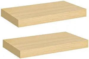 Floating Shelves for Wall, Wall Mounted Shelf Set of 2, 15.7" Hanging Shelf with Invisible Brackets, for Wall Decor Storage in Bathroom Bedroom Kitchen Living Room Office, Natural NL40BJ01 Floating Shelves for Wall, Wall Mounted Shelf Set of 2, 15.7" Hanging Shelf with Invisible Brackets, for Wall Decor Storage in Bathroom Bedroom Kitchen Living Room Office, Natural NL40BJ01