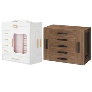 Jewelry Organizer Box with Capacious Storage Space and 5-Tier Jewelry Box Bundle, Jewelry Holder Organizer, Jewelry Storage Box with 2 Vertical Drawers, WT06JB04G1-BH19JB04 Jewelry Organizer Box with Capacious Storage Space and 5-Tier Jewelry Box Bundle, Jewelry Holder Organizer, Jewelry Storage Box with 2 Vertical Drawers, WT06JB04G1-BH19JB04