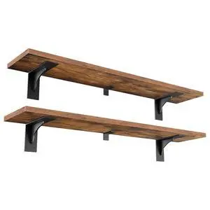 Floating Shelves for Wall, 39.4" Wall Mounted Shelves Set of 2 | Hanging Storage Shelf with Metal Brackets, wooden shelf for Living Room, Bedroom, Bathroom, Rustic Brown and Black Floating Shelves for Wall, 39.4" Wall Mounted Shelves Set of 2 | Hanging Storage Shelf with Metal Brackets, wooden shelf for Living Room, Bedroom, Bathroom, Rustic Brown and Black