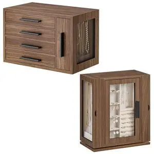 Jewelry Box for Women, Wooden Jewelry Organizer with Transparent Window and 360° Rotating Jewelry Box, Wooden Jewelry Organizer Bundle, BH09JB04-BH30JB04 Jewelry Box for Women, Wooden Jewelry Organizer with Transparent Window and 360° Rotating Jewelry Box, Wooden Jewelry Organizer Bundle, BH09JB04-BH30JB04