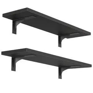 Floating Shelves for Wall, 15.4" Wall Mounted Shelves Set of 2, Hanging Storage Shelf with Metal Brackets, Wooden Shelf for Living Room, Bedroom, Bathroom, Black BK42BJP201G1 Floating Shelves for Wall, 15.4" Wall Mounted Shelves Set of 2, Hanging Storage Shelf with Metal Brackets, Wooden Shelf for Living Room, Bedroom, Bathroom, Black BK42BJP201G1
