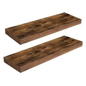 Floating Shelves for Wall, Wall Mounted Shelf Set of 2, 23.6" Hanging Shelf with Invisible Brackets, for Wall Decor Storage in Bathroom Bedroom Kitchen Living Room Office, Rustic Brown BF60BJ01 Floating Shelves for Wall, Wall Mounted Shelf Set of 2, 23.6" Hanging Shelf with Invisible Brackets, for Wall Decor Storage in Bathroom Bedroom Kitchen Living Room Office, Rustic Brown BF60BJ01