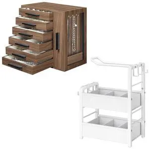 Jewelry Box for Women, Jewelry Organizer Box and Headband Holder for Girls Women, Hair Accessories Organizer Bundle, BH12JB04-WW02HS04 Jewelry Box for Women, Jewelry Organizer Box and Headband Holder for Girls Women, Hair Accessories Organizer Bundle, BH12JB04-WW02HS04