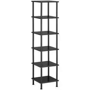 6-Tier Corner Shelf, Corner Square Rack Display Shelf, Tall Storage Rack Plant Stand, Bookcase for Small Spaces, Living Room, Home Office, Kitchen, Black BK55CJ01 6-Tier Corner Shelf, Corner Square Rack Display Shelf, Tall Storage Rack Plant Stand, Bookcase for Small Spaces, Living Room, Home Office, Kitchen, Black BK55CJ01