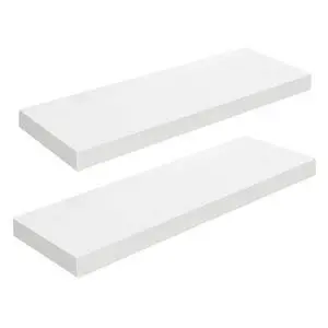 Floating Shelves for Wall, Wall Mounted Shelf Set of 2, 23.6" Hanging Shelf with Invisible Brackets, for Wall Decor Storage in Bathroom Bedroom Kitchen Living Room Office, White WT60BJ01 Floating Shelves for Wall, Wall Mounted Shelf Set of 2, 23.6" Hanging Shelf with Invisible Brackets, for Wall Decor Storage in Bathroom Bedroom Kitchen Living Room Office, White WT60BJ01