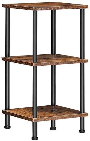 3-Tier Corner Shelf Stand, Corner Square Rack Display Shelf, Tall Storage Plant Stand, Bookcase for Small Spaces, Living Room, Home Office, Kitchen, Rustic Brown and Black BF153CJ01 3-Tier Corner Shelf Stand, Corner Square Rack Display Shelf, Tall Storage Plant Stand, Bookcase for Small Spaces, Living Room, Home Office, Kitchen, Rustic Brown and Black BF153CJ01