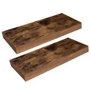 Floating Shelves for Wall, Wall Mounted Shelf Set of 2, 15.7" Hanging Shelf with Invisible Brackets, for Wall Decor Storage in Bathroom Bedroom Kitchen Living Room Office, Rustic Brown BF40BJ01 Floating Shelves for Wall, Wall Mounted Shelf Set of 2, 15.7" Hanging Shelf with Invisible Brackets, for Wall Decor Storage in Bathroom Bedroom Kitchen Living Room Office, Rustic Brown BF40BJ01