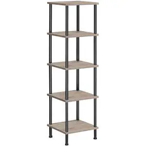 5-Tier Corner Shelf Stand, Corner Square Rack Display Shelf, Tall Storage Rack Plant Stand, Bookcase for Small Spaces, Living Room, Home Office, Kitchen, Greige and Black BG50CJ01 5-Tier Corner Shelf Stand, Corner Square Rack Display Shelf, Tall Storage Rack Plant Stand, Bookcase for Small Spaces, Living Room, Home Office, Kitchen, Greige and Black BG50CJ01