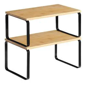 Cabinet Organizer Shelf, Set of 2 Kitchen Counter Shelves, Expandable Kitchen Storage, Stackable Bamboo Spice Rack, for Kitchen, Countertop, Office Desk, Bathroom, Natural and Black YB30TL01 Cabinet Organizer Shelf, Set of 2 Kitchen Counter Shelves, Expandable Kitchen Storage, Stackable Bamboo Spice Rack, for Kitchen, Countertop, Office Desk, Bathroom, Natural and Black YB30TL01
