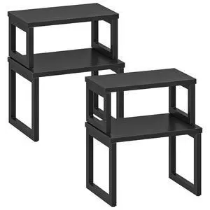 Cabinet Organizer Shelf, Set of 4 Kitchen Counter Shelves, Expandable Kitchen Storage, Stackable Spice Rack, for Kitchen, Countertop, Office Desk, Living Room, Black BK20TLP201 Cabinet Organizer Shelf, Set of 4 Kitchen Counter Shelves, Expandable Kitchen Storage, Stackable Spice Rack, for Kitchen, Countertop, Office Desk, Living Room, Black BK20TLP201