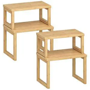 Cabinet Organizer Shelf, Set of 4 Kitchen Counter Shelves, Expandable Kitchen Storage, Stackable Bamboo Spice Rack, for Countertop, Office Desk, Living Room, Natural YL20TLP201 Cabinet Organizer Shelf, Set of 4 Kitchen Counter Shelves, Expandable Kitchen Storage, Stackable Bamboo Spice Rack, for Countertop, Office Desk, Living Room, Natural YL20TLP201