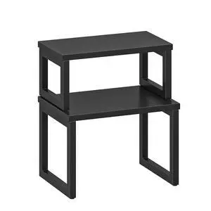 Cabinet Organizer Shelf, Set of 2 Kitchen Counter Shelves, Expandable Kitchen Storage, Stackable Bamboo Spice Rack, for Kitchen, Countertop, Office Desk, Living Room, Black BK20TL01 Cabinet Organizer Shelf, Set of 2 Kitchen Counter Shelves, Expandable Kitchen Storage, Stackable Bamboo Spice Rack, for Kitchen, Countertop, Office Desk, Living Room, Black BK20TL01