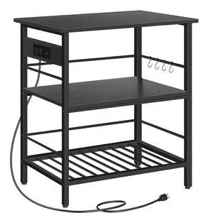 Kitchen Island with Storage, Kitchen Island Table with Power Outlet, 35.4" L 3 Tier Coffee Station and Microwave Stand, for Home, Kitchen and Dining Room, Black BB021ZD01 Kitchen Island with Storage, Kitchen Island Table with Power Outlet, 35.4" L 3 Tier Coffee Station and Microwave Stand, for Home, Kitchen and Dining Room, Black BB021ZD01