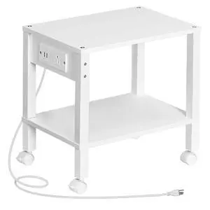 2-Tier Printer Stand with Charging Station, Under Desk Printer Table, Printer Cart with Storage Shelves, Shelf for Small Spaces, for Home Office, White WT38UPS01 2-Tier Printer Stand with Charging Station, Under Desk Printer Table, Printer Cart with Storage Shelves, Shelf for Small Spaces, for Home Office, White WT38UPS01
