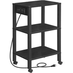3-Tier Printer Stand with Charging Station, Under Desk Printer Table, Printer Cart with Storage Shelves, Shelf for Small Spaces, for Home Office, Black BK63UPS01 3-Tier Printer Stand with Charging Station, Under Desk Printer Table, Printer Cart with Storage Shelves, Shelf for Small Spaces, for Home Office, Black BK63UPS01