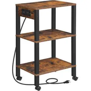 3-Tier Printer Stand with Charging Station, Under Desk Printer Table, Printer Cart with Storage Shelves, Shelf for Small Spaces, for Home Office, Rustic Brown and Black BF63UPS01 3-Tier Printer Stand with Charging Station, Under Desk Printer Table, Printer Cart with Storage Shelves, Shelf for Small Spaces, for Home Office, Rustic Brown and Black BF63UPS01