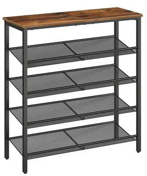 Shoe Rack for Entryway, 5-Tier Shoe Organizer with Adjustable Mesh Shelves, 16-20 Pairs of Shoes, Spacious Floor Mount, Metal, Industrial, Shoe Shelf for Closet, Rustic Brown BF12XJ01 Shoe Rack for Entryway, 5-Tier Shoe Organizer with Adjustable Mesh Shelves, 16-20 Pairs of Shoes, Spacious Floor Mount, Metal, Industrial, Shoe Shelf for Closet, Rustic Brown BF12XJ01