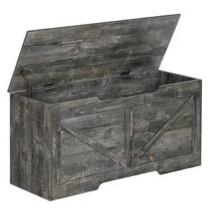 Storage Bench, 39.4 Retro Wooden Storage Chest with U-Shaped Cut-Out Pull, Safety Hinge, Supports 220 lb and Easy Assembly for Toy Box Organizer (Vintage Gray) VP771CW01 Storage Bench, 39.4 Retro Wooden Storage Chest with U-Shaped Cut-Out Pull, Safety Hinge, Supports 220 lb and Easy Assembly for Toy Box Organizer (Vintage Gray) VP771CW01