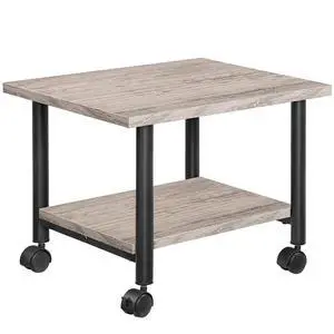 Printer Stand, 2-Tier Industrial Under Desk Printer Cart with Shelf, Mobile Heavy Duty Storage Rack on Wheels for Home, Office, Grey and Black BG02PS01G1 Printer Stand, 2-Tier Industrial Under Desk Printer Cart with Shelf, Mobile Heavy Duty Storage Rack on Wheels for Home, Office, Grey and Black BG02PS01G1