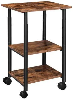 Printer Stand, 3-Tier Industrial Under Desk Printer Cart with Shelf, Mobile Heavy Duty Storage Rack on Wheels for Home, Office Rustic Brown and Black BF03PS01G1 Printer Stand, 3-Tier Industrial Under Desk Printer Cart with Shelf, Mobile Heavy Duty Storage Rack on Wheels for Home, Office Rustic Brown and Black BF03PS01G1