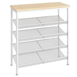 Shoe Rack for Entryway, 5-Tier Shoe Organizer with Adjustable Mesh Shelves, 12-16 Pairs of Shoes, Spacious Floor Mount, Metal, Industrial, Shoe Shelf for Closet, Natural and White WN12XJ01 Shoe Rack for Entryway, 5-Tier Shoe Organizer with Adjustable Mesh Shelves, 12-16 Pairs of Shoes, Spacious Floor Mount, Metal, Industrial, Shoe Shelf for Closet, Natural and White WN12XJ01