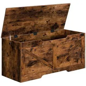 Storage Bench, 39.4 Retro Wooden Storage Chest with U-Shaped Cut-Out Pull, Safety Hinge, Supports 220 lb and Easy Assembly for Toy Box Organizer (Rustic Brown) BF771CW01G1 Storage Bench, 39.4 Retro Wooden Storage Chest with U-Shaped Cut-Out Pull, Safety Hinge, Supports 220 lb and Easy Assembly for Toy Box Organizer (Rustic Brown) BF771CW01G1