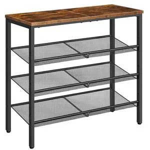 Shoe Rack for Entryway, 4-Tier Shoe Organizer with Adjustable Mesh Shelves, 12-16 Pairs of Shoes, Spacious Floor Mount, Metal, Industrial, Shoe Shelf for Closet, Rustic Brown BF42XJ01 Shoe Rack for Entryway, 4-Tier Shoe Organizer with Adjustable Mesh Shelves, 12-16 Pairs of Shoes, Spacious Floor Mount, Metal, Industrial, Shoe Shelf for Closet, Rustic Brown BF42XJ01