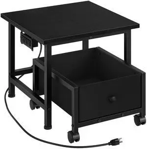 Mini Fridge Stand with Non-Woven Storage Basket and Power Outlet, Mini Fridge Cabinet with Wheels and Adjustable Feet, Mobile Fridge Shelf, for Home, Apartment, Dorm, Black BB355UBX01 Mini Fridge Stand with Non-Woven Storage Basket and Power Outlet, Mini Fridge Cabinet with Wheels and Adjustable Feet, Mobile Fridge Shelf, for Home, Apartment, Dorm, Black BB355UBX01
