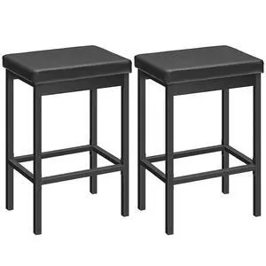 Bar Stools, Set of 2 Bar Chairs, 24.8-Inch Height Stools, Breakfast Bar Stools, Kitchen Stools, 2" Thick Upholstery, for Kitchen, Dining Room, Cafe, Bar Counter, Black BB21BY01 Bar Stools, Set of 2 Bar Chairs, 24.8-Inch Height Stools, Breakfast Bar Stools, Kitchen Stools, 2" Thick Upholstery, for Kitchen, Dining Room, Cafe, Bar Counter, Black BB21BY01