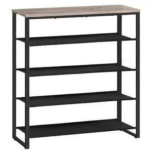 Shoe Rack, 5 Tier Shoe Storage Organizer with 4 Oxford Fabric Shelves and Top Panel, Holds 16-20 Pairs of Shoes, for Entryway and Closet, Industrial, Greige and Black BG50XJ01 Shoe Rack, 5 Tier Shoe Storage Organizer with 4 Oxford Fabric Shelves and Top Panel, Holds 16-20 Pairs of Shoes, for Entryway and Closet, Industrial, Greige and Black BG50XJ01