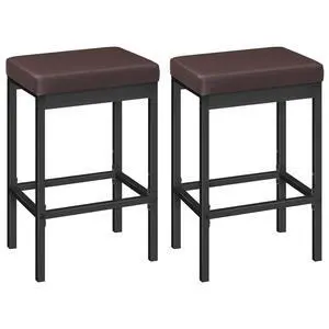 Bar Stools, Set of 2 Barstools, 24.8-Inch Height Stools, Breakfast Barstools, Kitchen Bar Chairs, 2" Thick Upholstery, for Kitchen, Dining Room, Cafe, Bar Counter, Brown and Black BC21BY01 Bar Stools, Set of 2 Barstools, 24.8-Inch Height Stools, Breakfast Barstools, Kitchen Bar Chairs, 2" Thick Upholstery, for Kitchen, Dining Room, Cafe, Bar Counter, Brown and Black BC21BY01