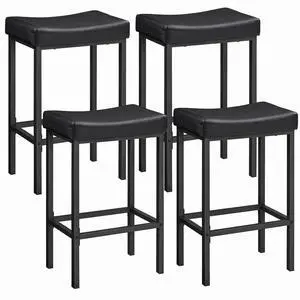 Bar Stools,Set of 4 Bar Chairs, Counter Height Stools, Saddle Barstools, Set of 4 Kitchen Stools, 24.8 Inches Barstools, 2.4" Thick Upholstery, for Kitchen, Dining Room, Black BB10BYP401 Bar Stools,Set of 4 Bar Chairs, Counter Height Stools, Saddle Barstools, Set of 4 Kitchen Stools, 24.8 Inches Barstools, 2.4" Thick Upholstery, for Kitchen, Dining Room, Black BB10BYP401