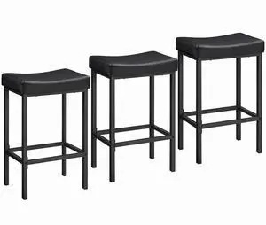 Bar Stools,Set of 3 Bar Chairs, Counter Height Bar Stools, Saddle Stools, Set of 3 Kitchen Stools, 24.8" Barstools, 2.4" Thick Upholstery, for Kitchen, Dining Room, Cafe, Black BB10BYP301 Bar Stools,Set of 3 Bar Chairs, Counter Height Bar Stools, Saddle Stools, Set of 3 Kitchen Stools, 24.8" Barstools, 2.4" Thick Upholstery, for Kitchen, Dining Room, Cafe, Black BB10BYP301