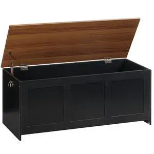 Storage Bench, 43.3" Retro Wooden Storage Chest, Wooden Storage Trunk, Toy Chest with Lift Top, Multifunctional Entryway Organizer, for Entryway, Living Room, Black and Walnut BH411CW01 Storage Bench, 43.3" Retro Wooden Storage Chest, Wooden Storage Trunk, Toy Chest with Lift Top, Multifunctional Entryway Organizer, for Entryway, Living Room, Black and Walnut BH411CW01