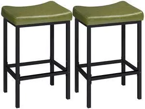 Bar Stools, Set of 2 Bar Chairs, Counter Height Stools, Saddle Barstools with Curved Surface, 24.8 Inches, 2.4" Thick Upholstery, for Kitchen, Dining Room, Cafe Forest Green and Black JB10BY01 Bar Stools, Set of 2 Bar Chairs, Counter Height Stools, Saddle Barstools with Curved Surface, 24.8 Inches, 2.4" Thick Upholstery, for Kitchen, Dining Room, Cafe Forest Green and Black JB10BY01