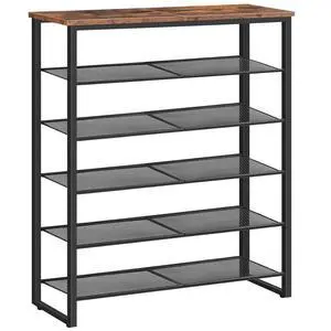 Shoe Rack, 6-Tier Shoe Organizer, for 18-24 Pairs of Shoes, Large Capacity Shoe Storage Shelf, Durable and Stable, for Entryway, Closet, Hallway, Dorm Room, Industrial, Rustic Brown BF67XJ01G1 Shoe Rack, 6-Tier Shoe Organizer, for 18-24 Pairs of Shoes, Large Capacity Shoe Storage Shelf, Durable and Stable, for Entryway, Closet, Hallway, Dorm Room, Industrial, Rustic Brown BF67XJ01G1