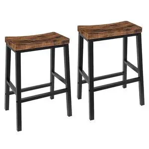 Bar Stools, Set of 2 Bar Chairs, 23.6 Inch Saddle Stools, Kitchen Counter Seat with Footrests, Industrial Barstools for Dining Room, Kitchen, Counter, Rustic Brown and Black BF02MD01 Bar Stools, Set of 2 Bar Chairs, 23.6 Inch Saddle Stools, Kitchen Counter Seat with Footrests, Industrial Barstools for Dining Room, Kitchen, Counter, Rustic Brown and Black BF02MD01