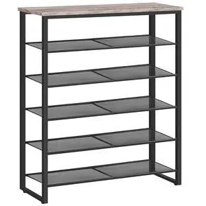 Shoe Rack, 6-Tier Shoe Organizer, for 18-24 Pairs of Shoes, Large Capacity Shoe Storage Shelf, for Entryway, Closet, Hallway, Dorm Room, Industrial, Greige and Black BG67XJ01G1 Shoe Rack, 6-Tier Shoe Organizer, for 18-24 Pairs of Shoes, Large Capacity Shoe Storage Shelf, for Entryway, Closet, Hallway, Dorm Room, Industrial, Greige and Black BG67XJ01G1