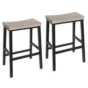 Bar Stools, Set of 2 Chairs, 23.6 Inch Saddle Kitchen Counter Stools With Footrests, Industrial for Dining Room, Kitchen, Counter, Bar, Greige and Black BG02MD01 Bar Stools, Set of 2 Chairs, 23.6 Inch Saddle Kitchen Counter Stools With Footrests, Industrial for Dining Room, Kitchen, Counter, Bar, Greige and Black BG02MD01