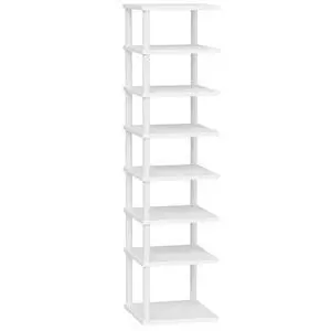 Vertical Shoe Rack, 8-Tier Narrow Shoe Shelf, Shoe Storage Organizer for Small Space, 11" L x 11" W x 53" H, Closet, Entryway, Hallway, Bedroom, White WW22XJ01 Vertical Shoe Rack, 8-Tier Narrow Shoe Shelf, Shoe Storage Organizer for Small Space, 11" L x 11" W x 53" H, Closet, Entryway, Hallway, Bedroom, White WW22XJ01