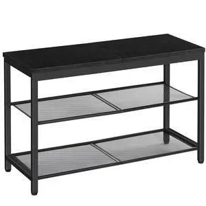 Shoe Bench, 3-Tier Shoe Rack, Industrial Shoe Organizer Storage Bench, 29.5 inches Entry Bench with Mesh Shelves, for Entryway, Living Room, Hallway, Easy Assembly, Black BB75HX01 Shoe Bench, 3-Tier Shoe Rack, Industrial Shoe Organizer Storage Bench, 29.5 inches Entry Bench with Mesh Shelves, for Entryway, Living Room, Hallway, Easy Assembly, Black BB75HX01