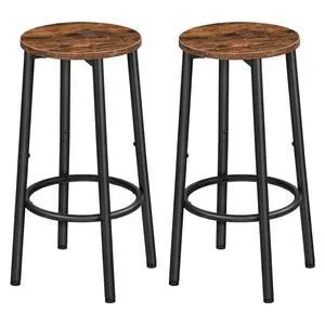 Bar Stools, Set of 2 Bar Chairs, Kitchen Round Height Stools with Footrest, Breakfast Bar Stools, Sturdy Steel Frame, for Dining Room, Kitchen, Party, Easy Assembly, Rustic Brown BF03BY01 Bar Stools, Set of 2 Bar Chairs, Kitchen Round Height Stools with Footrest, Breakfast Bar Stools, Sturdy Steel Frame, for Dining Room, Kitchen, Party, Easy Assembly, Rustic Brown BF03BY01