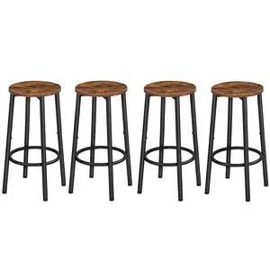 Bar Stools, Set of 4 Bar Chairs, Kitchen Round Height Stools with Footrest, Breakfast Bar Stools, Sturdy Steel Frame, for Dining Room, Kitchen, Party, Easy Assembly, Rustic Brown BF03BYP401N1 Bar Stools, Set of 4 Bar Chairs, Kitchen Round Height Stools with Footrest, Breakfast Bar Stools, Sturdy Steel Frame, for Dining Room, Kitchen, Party, Easy Assembly, Rustic Brown BF03BYP401N1