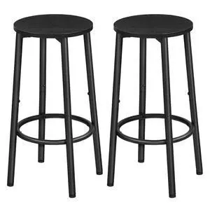 Bar Stools, Set of 2 Bar Chairs, Kitchen Round Height Stools with Footrest, Breakfast Bar Stools, Sturdy Steel Frame, for Dining Room, Kitchen, Party, Easy Assembly, Black BK03BY01N1 Bar Stools, Set of 2 Bar Chairs, Kitchen Round Height Stools with Footrest, Breakfast Bar Stools, Sturdy Steel Frame, for Dining Room, Kitchen, Party, Easy Assembly, Black BK03BY01N1