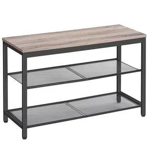 Shoe Bench, 3-Tier Shoe Rack, Industrial Shoe Organizer Storage Bench, 29.5 inches Entry Bench with Mesh Shelves, for Entryway, Living Room, Hallway, Easy Assembly, Greige BG75HX01 Shoe Bench, 3-Tier Shoe Rack, Industrial Shoe Organizer Storage Bench, 29.5 inches Entry Bench with Mesh Shelves, for Entryway, Living Room, Hallway, Easy Assembly, Greige BG75HX01