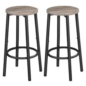 Bar Stools, Set of 2 Bar Chairs, Kitchen Round Height Stools with Footrest, Breakfast Barstools, Sturdy Steel Frame, for Dining Room, Kitchen, Party, Easy Assembly, Greige BG03BY01 Bar Stools, Set of 2 Bar Chairs, Kitchen Round Height Stools with Footrest, Breakfast Barstools, Sturdy Steel Frame, for Dining Room, Kitchen, Party, Easy Assembly, Greige BG03BY01